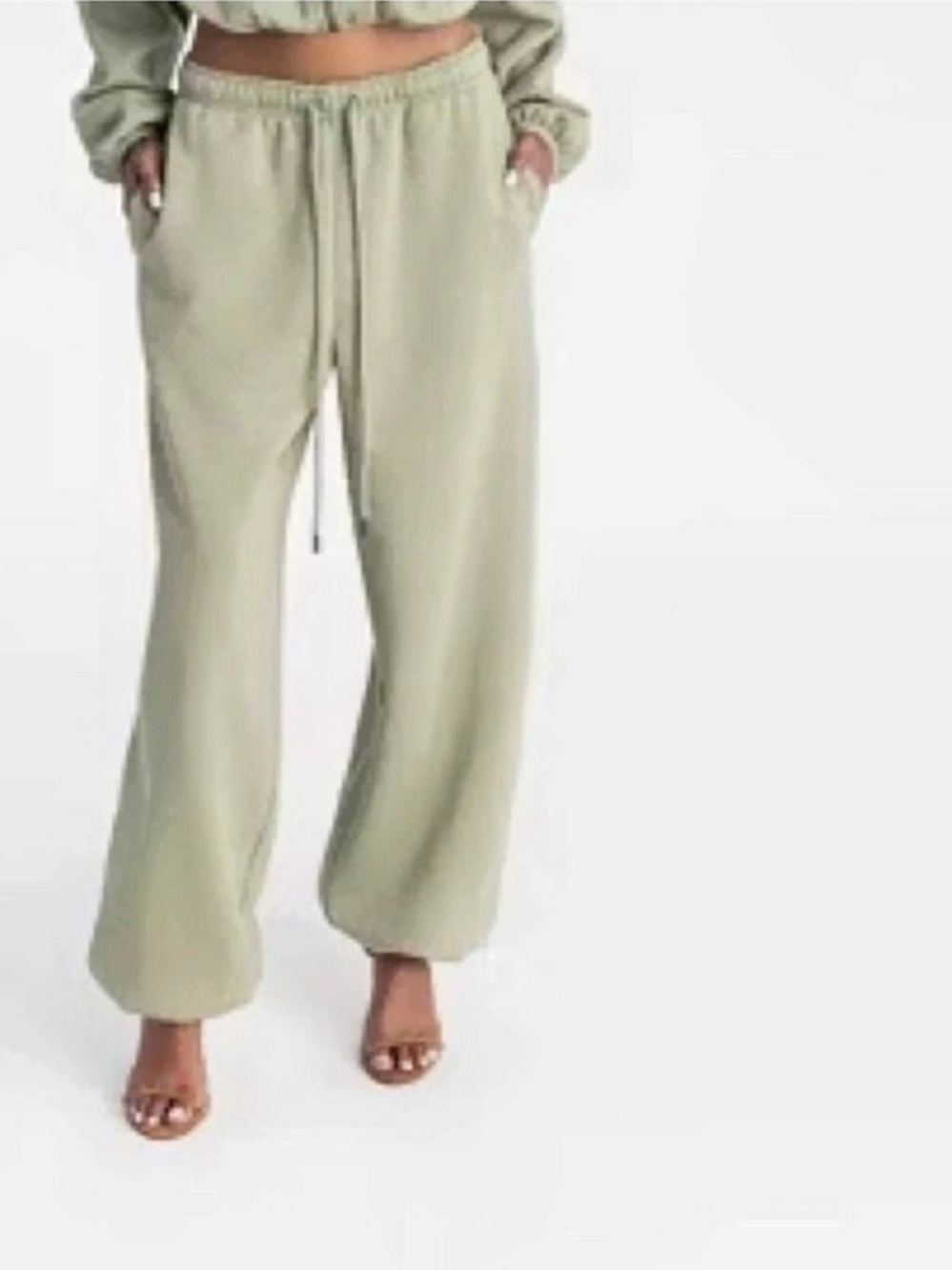 KBB by Kahlana Cotton Fleece Sweatpant Sage Green Jogger Pants